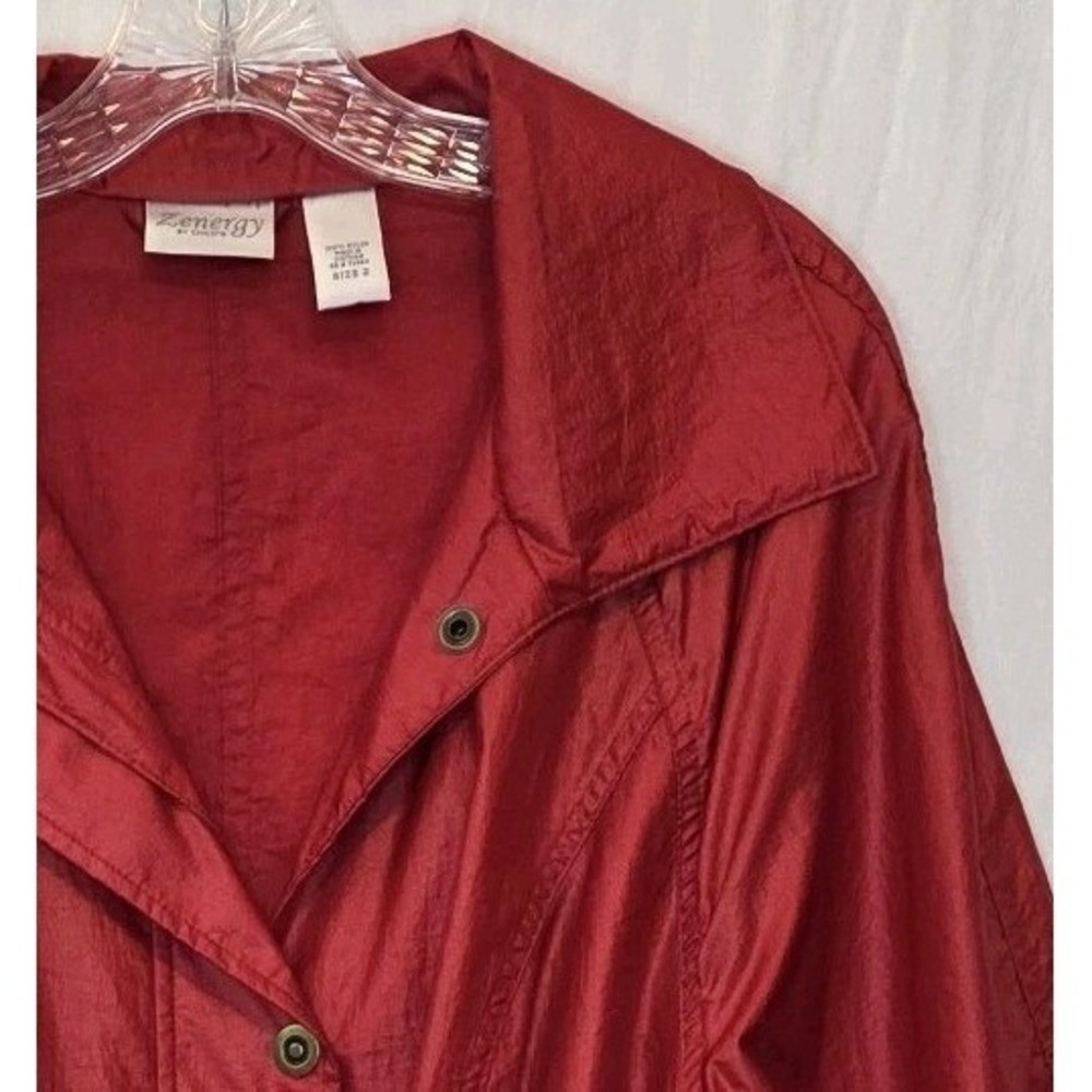 Zenergy by Chicos Lenora Womens Red Metallic Nylon Tie‎ Waist Jacket Size 2 L - Picture 13 of 13